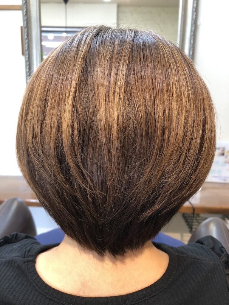 キラ髪でクセをとりショートヘアに。髪質改善/白髪染/八女美容室